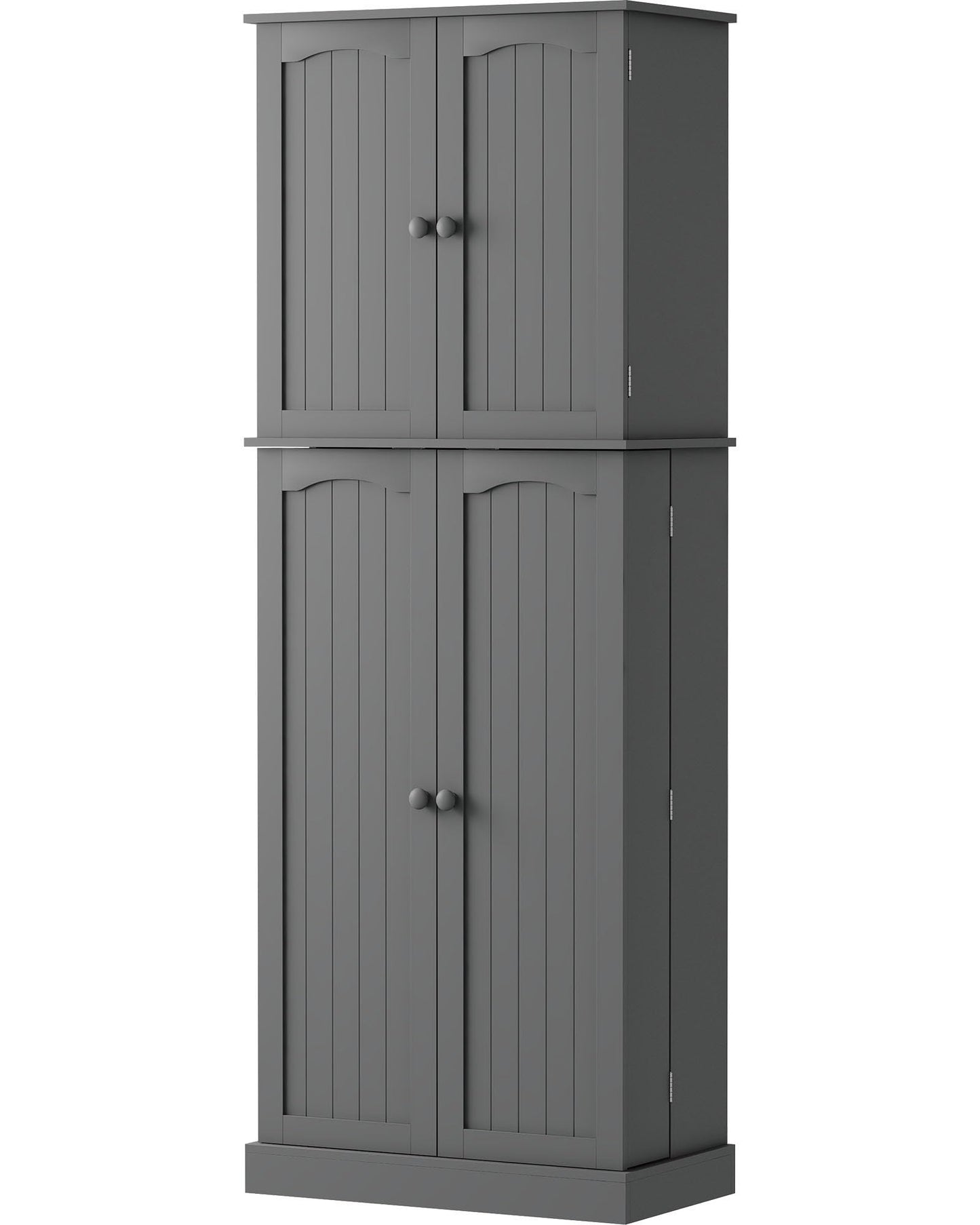 Yusong Tall Kitchen Pantry Storage Cabinet with Doors and Shelves, Wooden Food Pantry Farmhouse Cupboard Freestanding Buffet for Kitchen Dining, Grey - WoodArtSupply