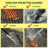 Generic Stainless Steel Grill Brush with Scraper – Ultra Durable, Safe Triple Woven Wire Bristles, Ergonomic Handle for Ideal Grilling Generic