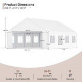 GOJOOASIS 20' x 26' Heavy Duty Carport with Roll-up Visual Windows, Reinforced Party Tent with Removable Sidewalls & Doors for Parties, Wedding, Outdoor Events, Car Canopy with All-Season Tarp, White GOJOOASIS
