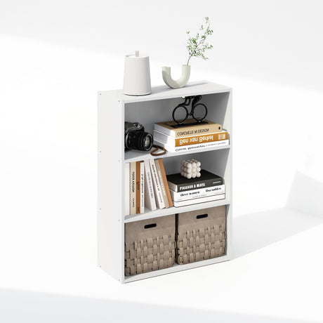 Furinno Simple Book Shelf, 3-Tier Open Shelf Bookshelf, Bookcase, 9.7" x 23.7" x 31.5", for Living Room, Bedroom, Home Office, Plain White Furinno