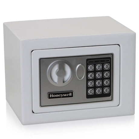 Honeywell Safes & Door Locks - Bolt Down Small Safe Box with Digital Lock for Home - Steel Security Electronic Lock Box - Cabinet & Door Design Safe with 2 Keys - 0.17-Cubic Feet - White - 5005W Honeywell Safes & Door Locks