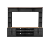 Ball & Cast Wall Unit Entertainment Center with Bookshelves for TVs up to 80",Modern TV Stand Media Center Console W/Display Cabinets,Tempered Glass Doors and Adjustable Shelves,for Living Room,Black Ball & Cast