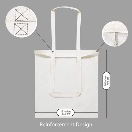 TOPDesign 12-Pack Economical 16"x15" Cotton Tote Bag, Lightweight Medium Reusable Grocery Shopping Cloth Bag, Suitable for DIY, Advertising, Promotion, Gift, Activity TOPDesign
