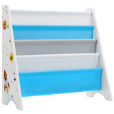 SONGMICS Kids’ Bookcase, Book Organizer, with Anti-Tip Kit, Storage Shelf for Children's Room, Playroom, School, Space-Saving Design, White, Blue and Gray UGKR72WT 11D x 24.6W x 23.6H in SONGMICS