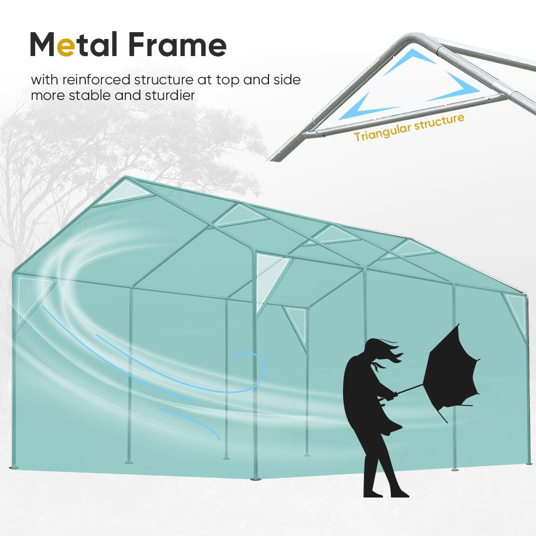 ADVANCE OUTDOOR 10x20 ft Heavy Duty Carport with Removable Window Sidewalls and Doors, Adjustable Height Car Canopy Garage Party Tent Boat Shelter with Reinforced Poles, Green ADVANCE OUTDOOR