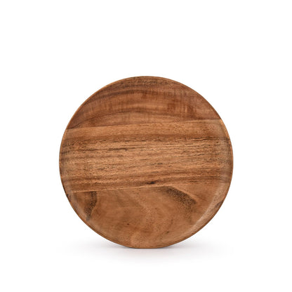 Samhita Acacia Wood Round Wood Plates Set of 4, Easy Cleaning & Lightweight for Dishes Snack, Dessert.(7" x 7" x 1") - WoodArtSupply