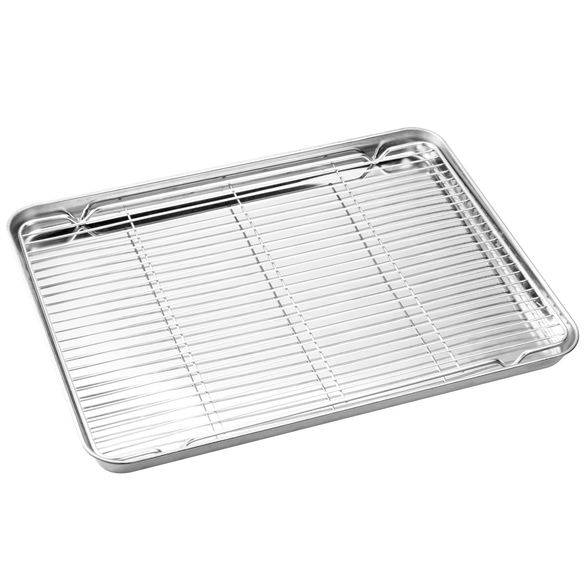Wildone Baking Sheet & Rack Set [2 Sheets + 2 Racks], Stainless Steel Cookie Pan with Cooling Rack, Size 16 x 12 x 1 Inch, Non Toxic & Heavy Duty & Easy Clean Wildone