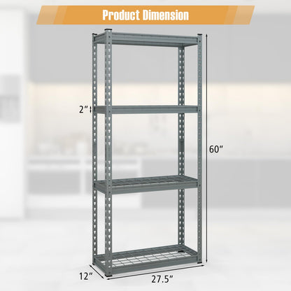 Goplus 4-Tier Metal Shelving Unit, 2 Pack Heavy Duty Wire Storage Rack with Anti-Slip Foot Pads, Height Adjustable Shelves for Warehouse, Kitchen, Living Room, Garage, 12" D x 27.5" W x 60" H