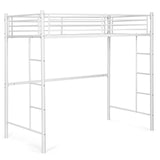 Giantex Metal Loft Bed Twin Size, Heavy Duty Loft Bed Frame with 2 Ladders, Twin Over Loft Bunk Bed with Full-Length Guard, Space-Saving Bed Frame for Kids Teens Adults, No Box Spring Needed (White) Giantex