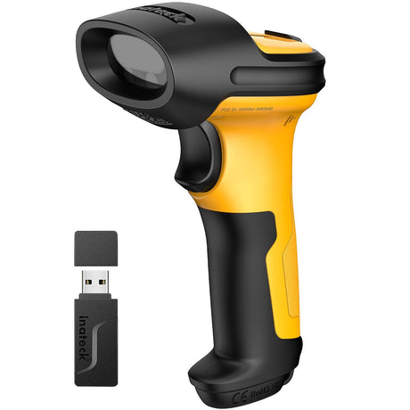 Inateck Barcode Scanner, Wireless Scanner, 2.4 GHz Adapter, 2600mAh Battery, 60M Range, Automatic Scanning, P6 Inateck