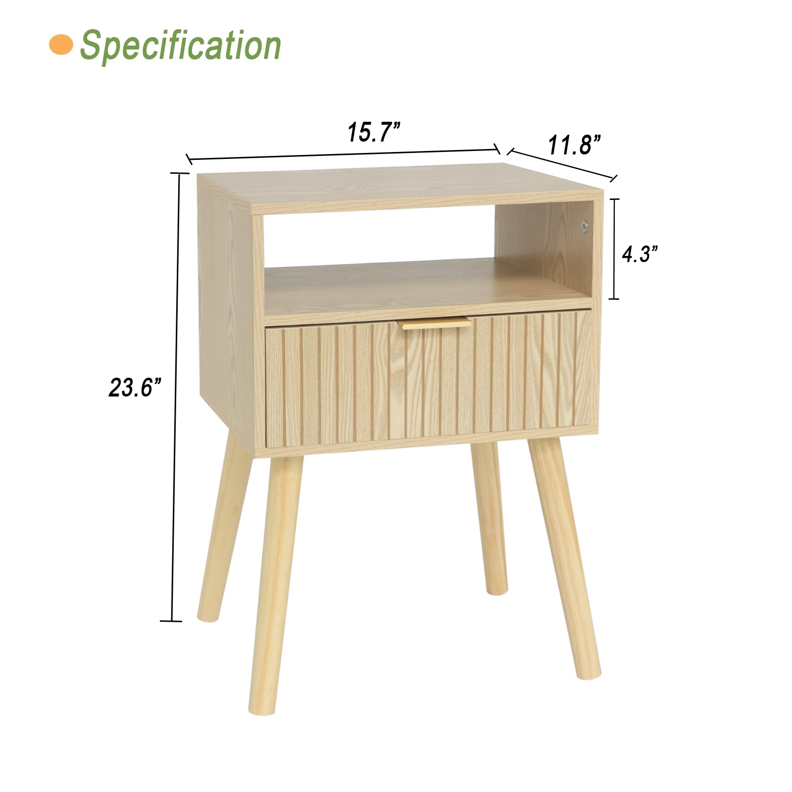 MaxSmeo Small Nightstand Wood Bedside Table with Drawer, Modern End Table for Bedroom and Small Spaces, Solid Wood Legs, Easy Assembly, Natural - WoodArtSupply