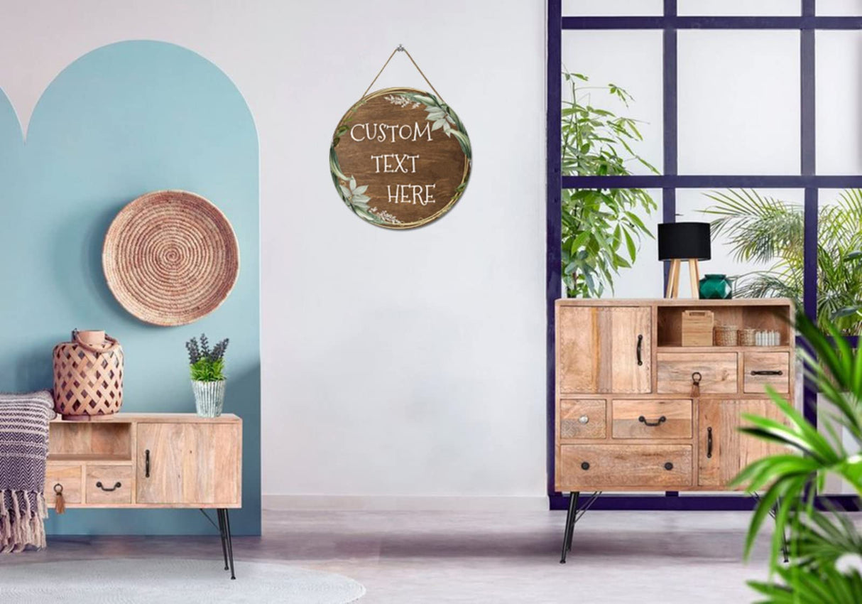 Personalized Garden Signs Custom Round Name Wood Sign for Rustic Looking Farmhouse Backyard Door Hanger Wall Décor Gift Generic