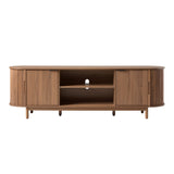 Walker Edison Chloe Curved Reeded TV Stand, Sliding Doors, 75 Inch, 70 inch, Mocha Walker Edison
