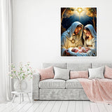 MOMDEDP Jesus Diamond Art Kits for Adults, 5D Diamond Painting Kits for Beginners,Round Full Drill Nativity Scene Gem Art for Adults,DIY Religious Diamond Dots Paintings for Home Decor12x16in MOMDEDP