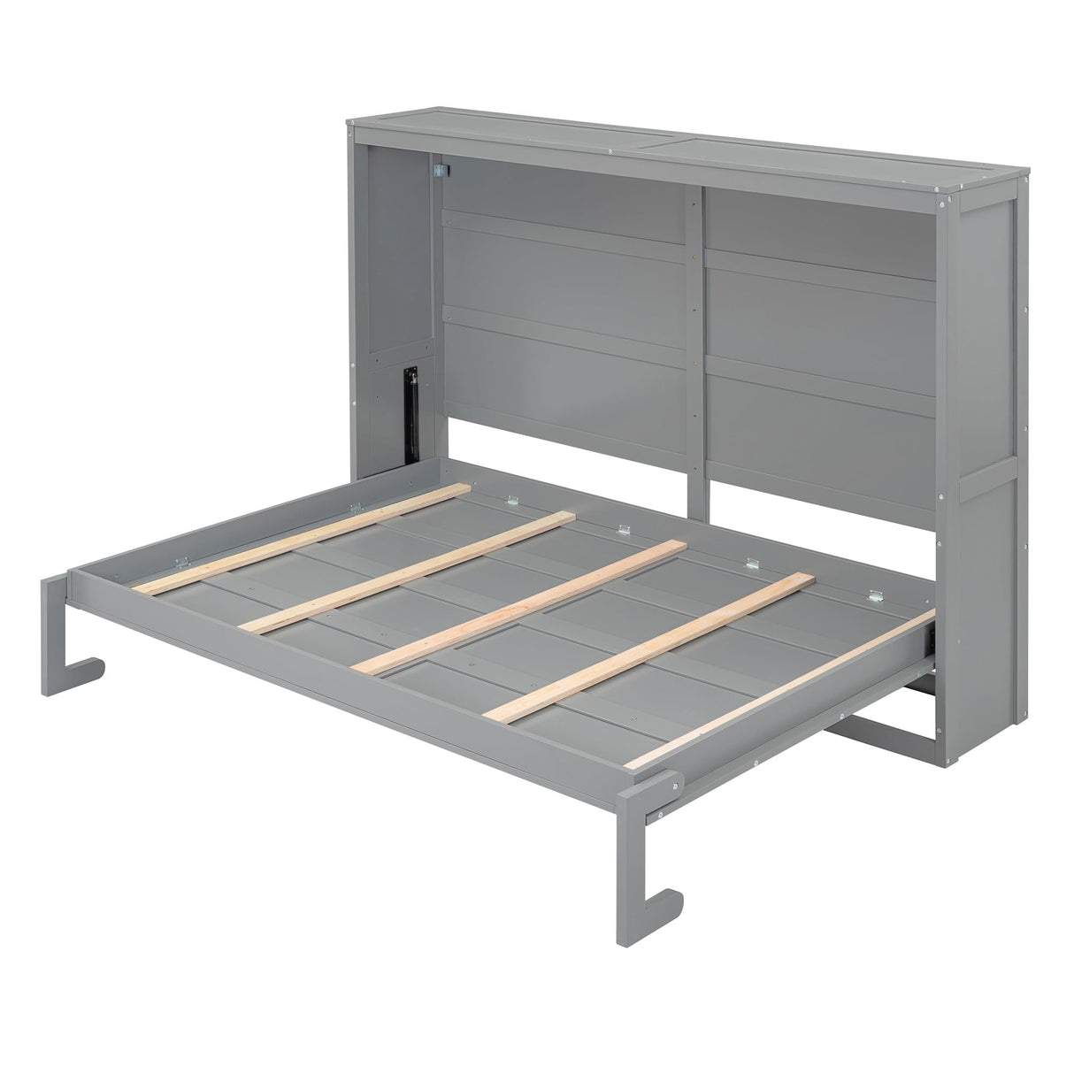 Merax ModernMurphy Cabinet Bed, Solid Wood Wall Platform Bed/No Box Spring Needed/Easy Assemble/Full,Gray Merax