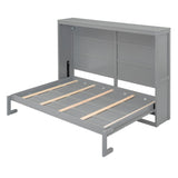 Merax ModernMurphy Cabinet Bed, Solid Wood Wall Platform Bed/No Box Spring Needed/Easy Assemble/Full,Gray Merax