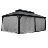 Kozyard Gazebo Privacy Curtain Outdoor Waterproof Sidewall for Hardtop Gazebo, OEM Replacement for Patio Gazebo Curtains for Alexander, Caesar, Rosana and Apollo Model(12ft x 18ft, Gray) Kozyard