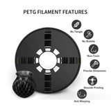 NOVAMAKER PETG Black Filament 1.75mm,Toughness Enhanced petg Vacuum Sealed,Accuracy +/- 0.02mm, 1kg(2.2lbs) Spool, 3D Filament petg NovaMaker