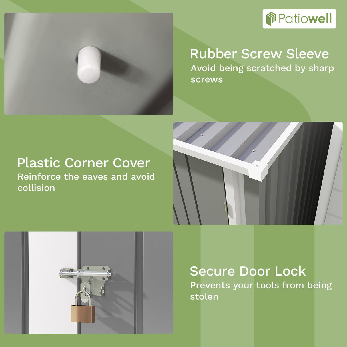 Patiowell 3 x 3 FT Outdoor Storage Shed,Small Garden Tool Storage Shed with Sloping Roof and Single Lockable Door, Outdoor Shed for Backyard Garden Patio Lawn, Grey Patiowell