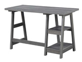Convenience Concepts Designs2Go Trestle Desk with Shelves, 47", Charcoal Gray Convenience Concepts