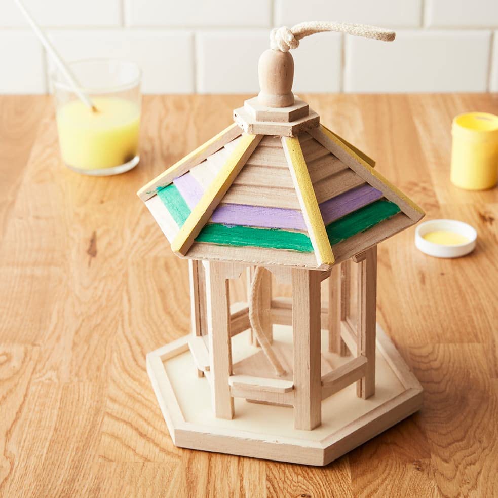 9.5" Wooden Gazebo bird feeder by Make Market - Unfinished Hanging Birdhouse Made of 100% Wood, Outdoor Nesting Boxes - Bulk 8 Pack Make Market