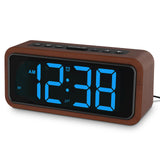 Netzu Wooden Alarm Clock, Loud Digital Clock with 5 Volumes, 12 Ringtones, Manual DST, Snooze Plug-in Alarm Clock for Heavy Sleepers Bedroom Bedside Living Room Office Wood Decor (Blue) Netzu