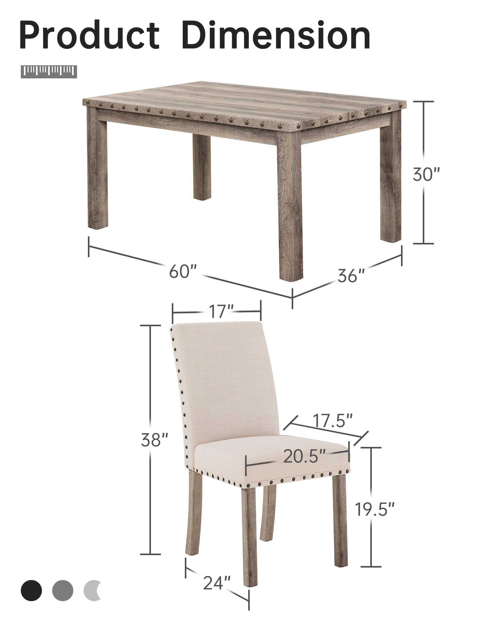 Morden Fort 7 Piece Rustic Wooden Dining Set, Mid-Century Modern Table & Chair Set for Spacious Dining Rooms and Entertaining Guests - WoodArtSupply