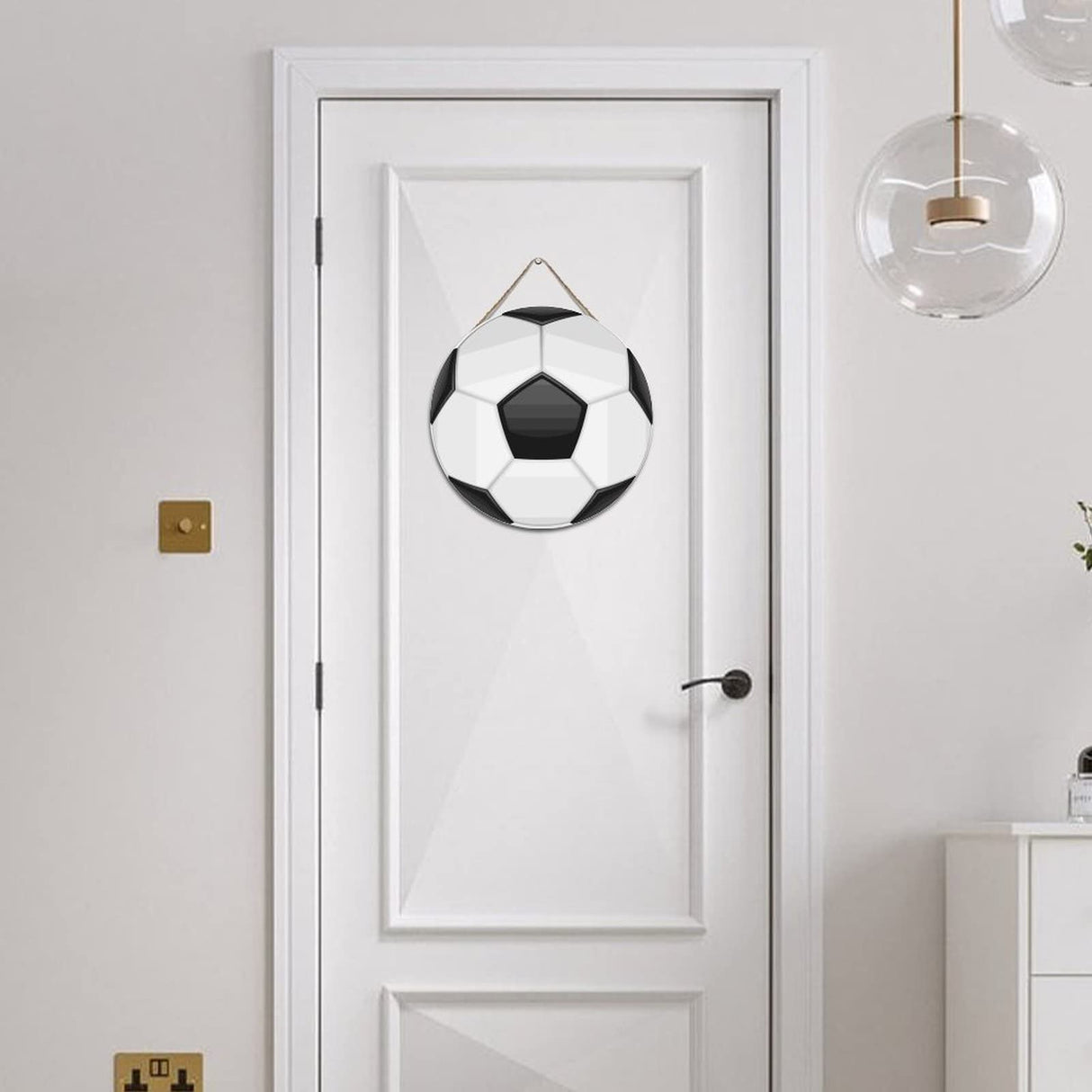 Wooden Sign Soccer Ball Family Sign Wall Hanging Personalized Name Rustic Farmhouse Wood Signs Hanging Wooden Sign Shop Store Salon 12x12in Round Wodevor