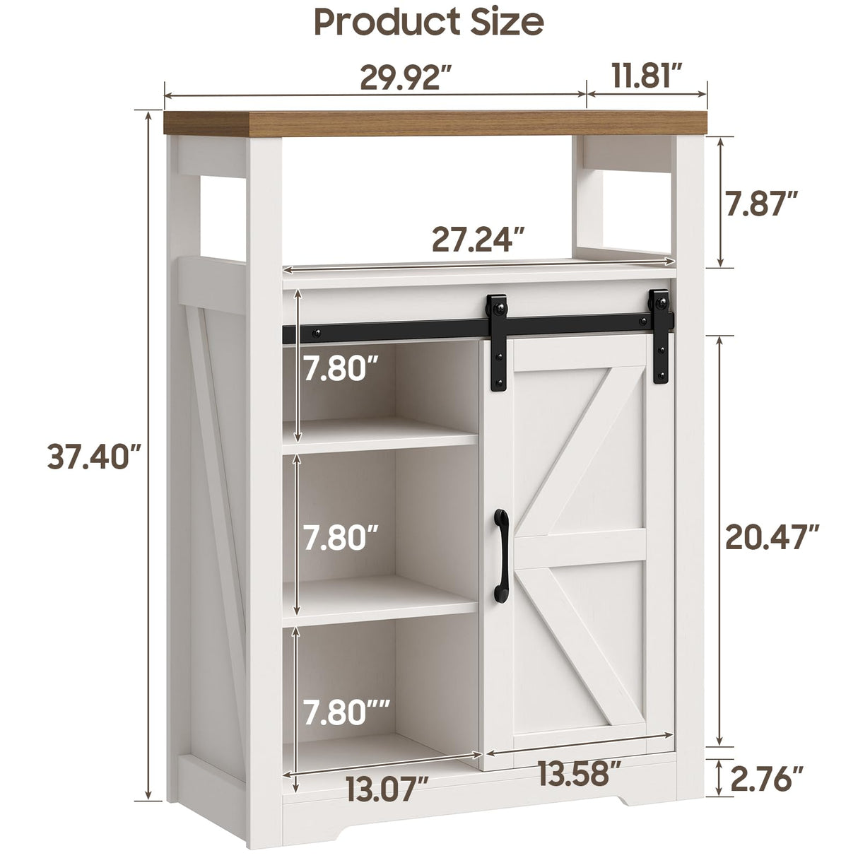 Halitaa Farmhouse Bathroom Floor Cabinet with Sliding Door, Small Storage Cabinet with Adjustable Shelf, Farmhouse Storage Cabinet for Bathroom, Kitchen, Living Room, Rustic Style Cabinet, White Halitaa