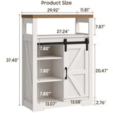 Halitaa Farmhouse Bathroom Floor Cabinet with Sliding Door, Small Storage Cabinet with Adjustable Shelf, Farmhouse Storage Cabinet for Bathroom, Kitchen, Living Room, Rustic Style Cabinet, White Halitaa