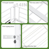 LIPIGE Bunk Bed Twin Over Twin,Heavy-Duty Metal Bunk Bed with Power Outlet and LED Lights,Safety Rails Ladder,Space-Saving Design with Storage Hooks,440lbs Capacity for Adults,White LIPIGE