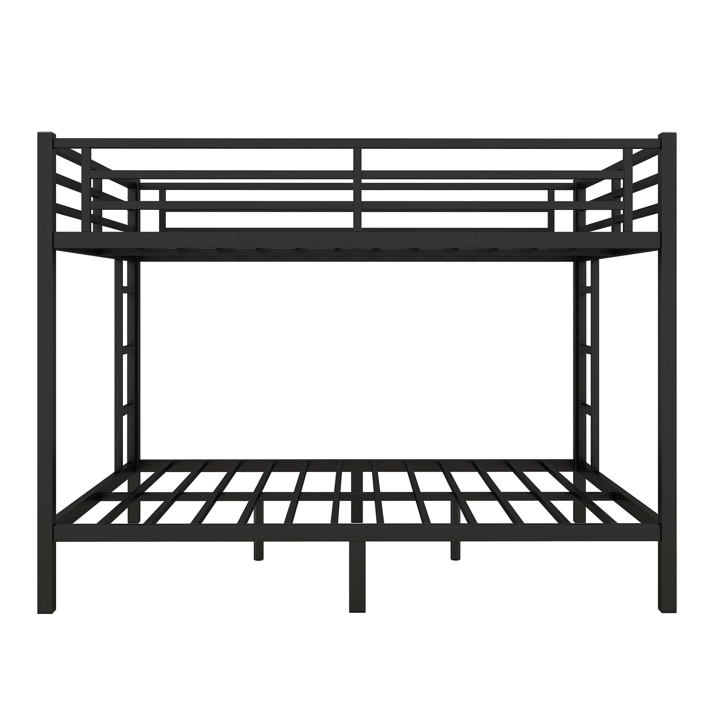 RuiSiSi Queen Over Queen Metal Bunk Bed, Heavy-Duty Queen Bunk Beds with 2 Ladders for Kids Adults, Space-Saving Bunk Bed Frame with Safety Guardrails, Easy Assembly, Noise-Free, Black