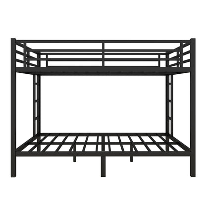 RuiSiSi Queen Over Queen Metal Bunk Bed, Heavy-Duty Queen Bunk Beds with 2 Ladders for Kids Adults, Space-Saving Bunk Bed Frame with Safety Guardrails, Easy Assembly, Noise-Free, Black