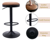 EALSON Modern Swivel Bar Stool Adjustable Counter Height Backless Barstools with Metal Base Leather Upholstered Round Bar Stool Chairs for Kitchen Island/Pub/Breakfast Bar, Brown 1PC EALSON