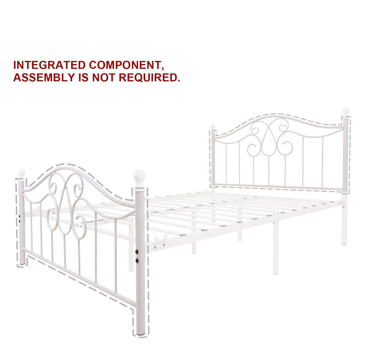 YERPERFO Metal Queen Bed Frame with Headboard and Footboard Farmhouse Platform Bed Frame Queen Size Under Bed Storage No Box Spring Needed and Easy Assembly(Queen, White) YERPERFO