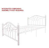 YERPERFO Metal Queen Bed Frame with Headboard and Footboard Farmhouse Platform Bed Frame Queen Size Under Bed Storage No Box Spring Needed and Easy Assembly(Queen, White) YERPERFO