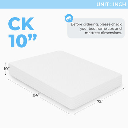 NEO SLEEP 10 Inch Cal King Cooling Gel Memory Foam Medium Firm Mattress Cool Sleep Pressure Relief CertiPUR-US Certified Mattress-in-a-Box Kids and Adults No Fiberglass (California King, 10 in)