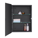 IDYLLOR Black Bathroom Medicine Cabinet with Beveled Edge Mirrored Door 16 x 22 inch, Recessed or Surface Mount, with Adjustable Glass Shelves IDYLLOR