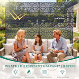 Ultym Metal Privacy Screen with Stand, 5-Panel 72" H×44" W Snowflake Room Divider,Rust-Resistant Steel Fence for Outdoor Indoor, Freestanding Decorative Steel Panel for Patio Garden Balcony Yard Ultym