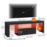 HOOBRO LED TV Stand with Power Outlets to 65 inch TV, Gaming Entertainment Center with Glass Shelves and Large Drawer, Modern Media TV Console Table for Living Room Bedroom, Black BB14UDDS01G1 HOOBRO