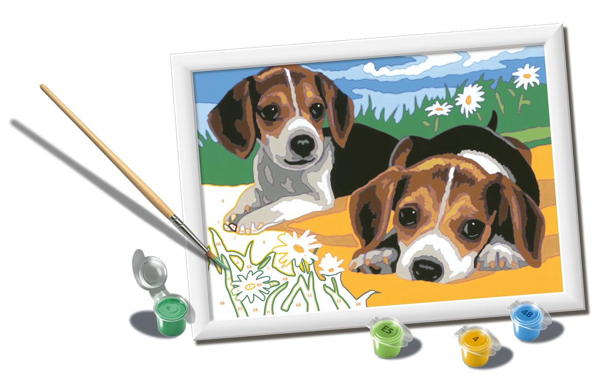 Ravensburger CreArt Jack Russell Puppies Paint by Numbers Kit for Kids - Painting Arts and Crafts for Ages 7 and Up Ravensburger