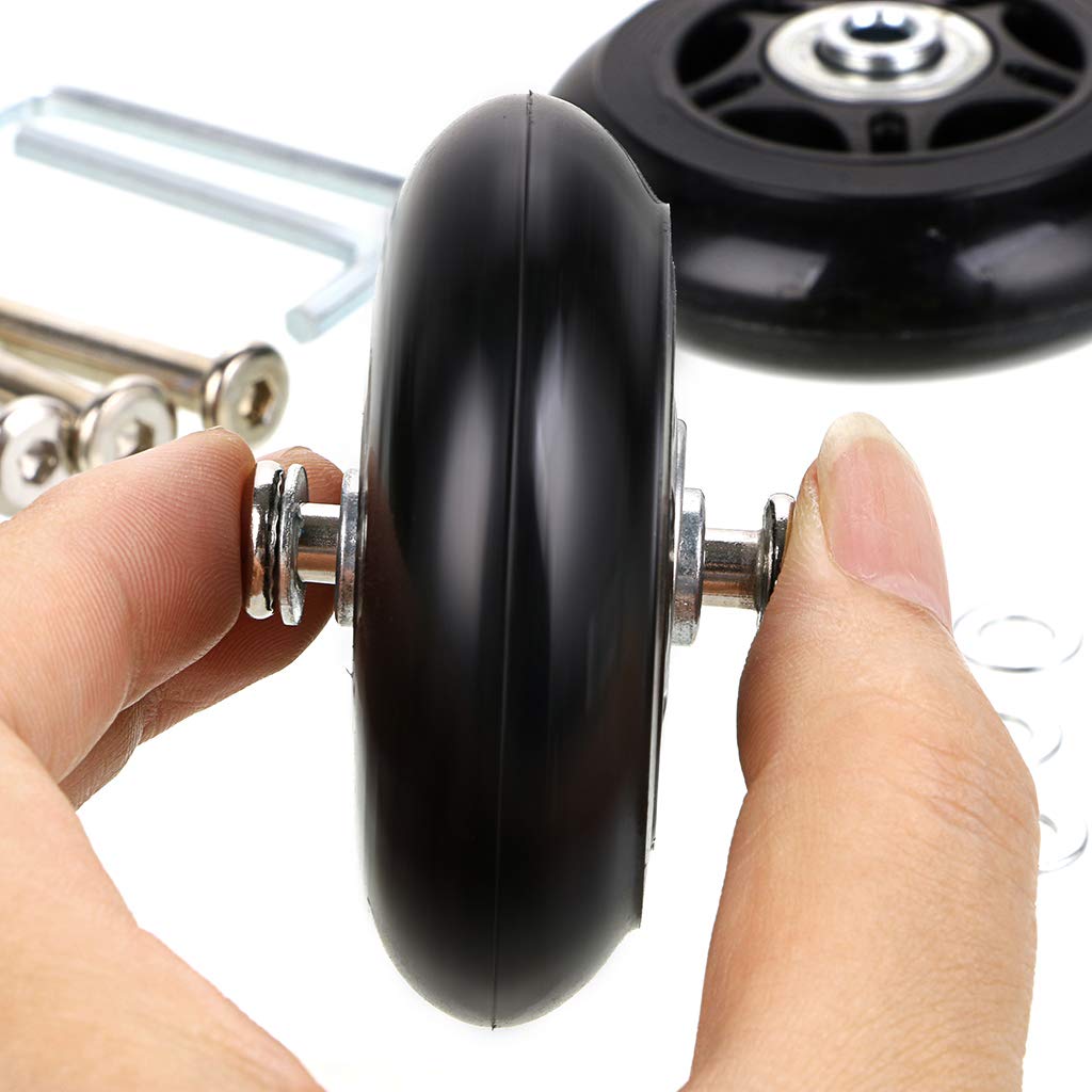 OwnMy 80mm x 24mm Luggage Suitcase Replacement Wheels, Rubber Swivel Caster Wheels Bearings Repair Kits, A Set of 2 OwnMy