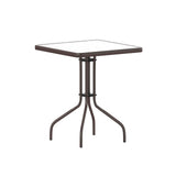 Flash Furniture Barker 23.5'' Square Tempered Glass Metal Table, Bronze Flash Furniture