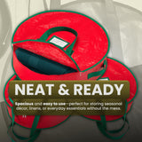 Handy Laundry Wreath Storage Bag 24" - 2 Pack Durable Waterproof Tarp Material with Zipper & Reinforced Handles - For Holiday Décor, Tires, Wheels, Garage or Moving Organization (Red) Handy Laundry