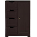 Yaheetech Espresso Wooden Bathroom Storage Cabinet with 4 Drawers and Cupboard Yaheetech