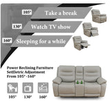 GEBADOL Power Reclining Sofa Set, Genuine Leather Recliner Sofa and Loveseat Set, 2 Pieces Top Grain Leather Sofa with Built in USB Port for Living Room (Light Grey) GEBADOL
