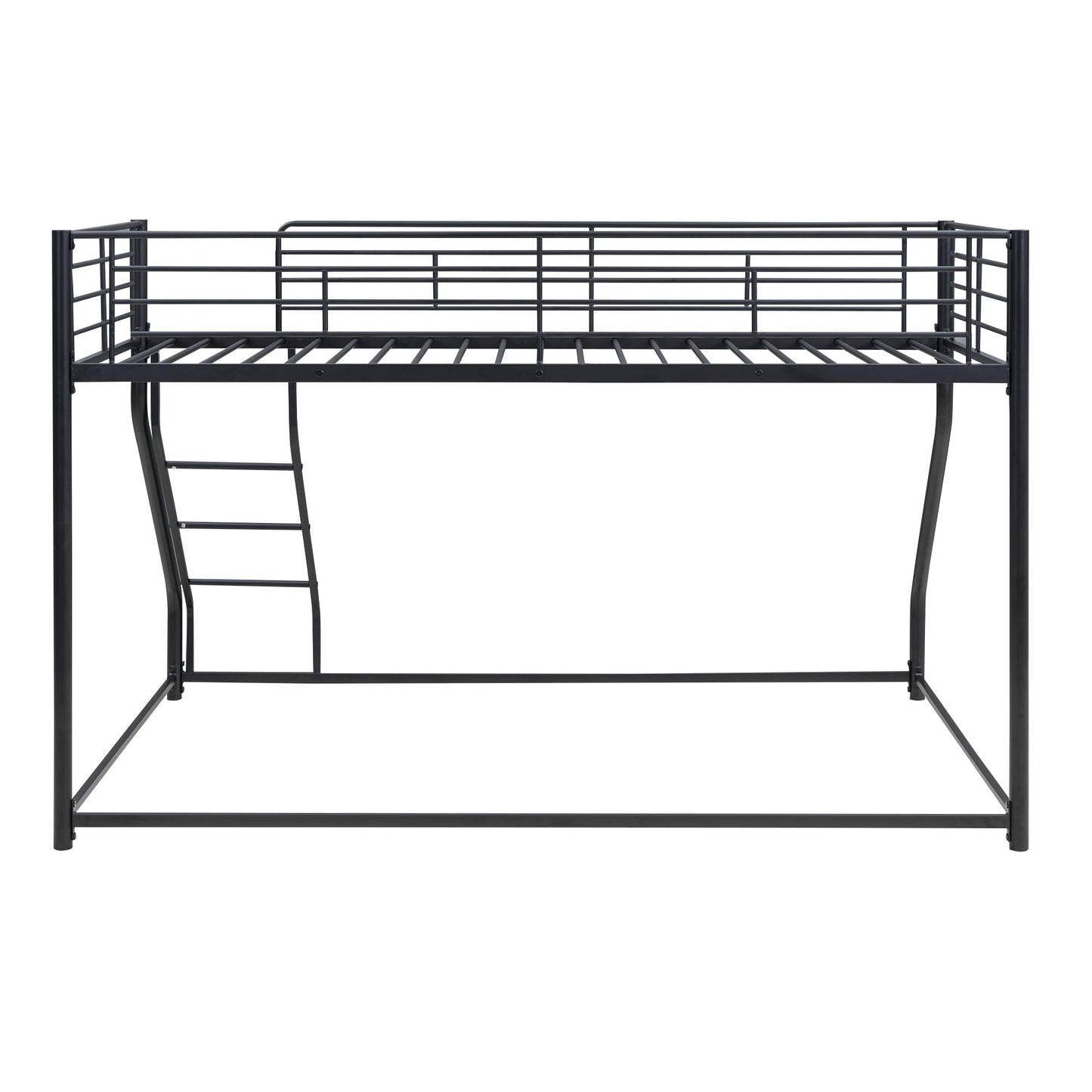 Harper & Bright Designs Metal Bunk Bed Twin XL Over Queen Size with Ladder and High Guardrail, Metal Bunk Bed, Storage Space, Noise Free, Black