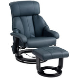HOMCOM Massage Recliner Chair with Ottoman, 360° Swivel Recliner and Footstool, 10 Point Vibration, PU Leather Reclining Chair with Side Pocket and Remote Control, Blue HOMCOM