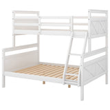 Bellemave White Twin Over Full Solid Wood Bunk Bed with Ladder and Guardrails Bellemave