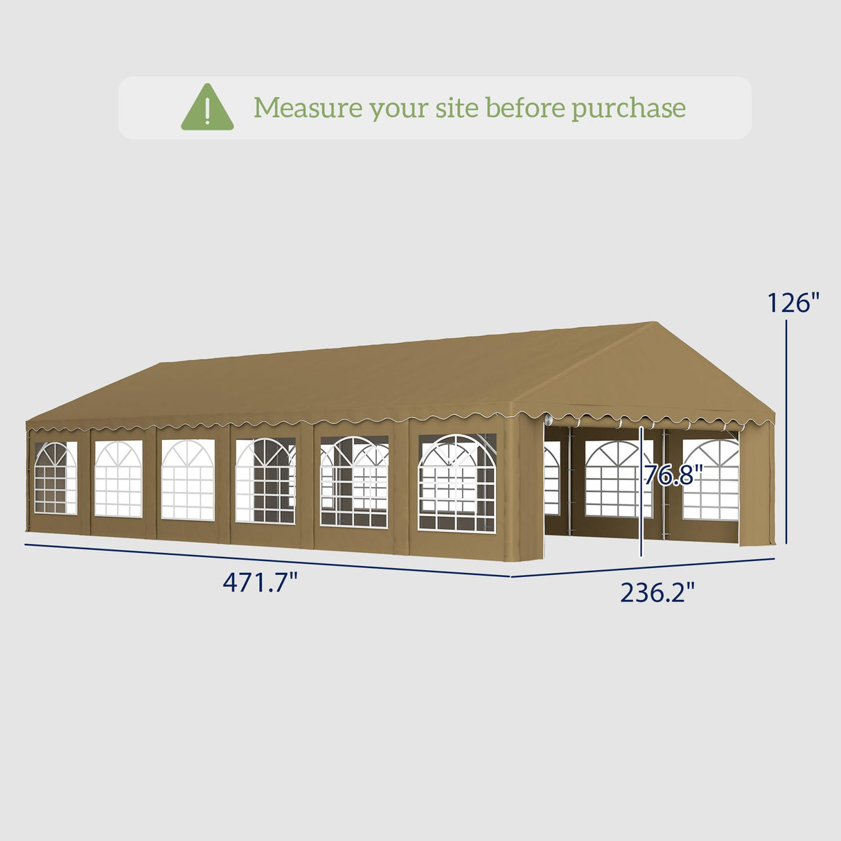 Outsunny 20' x 40' Heavy Duty Party Tent, Galvanized Outdoor Canopy Tent Large Event Shelter with Removable Sidewalls, 12 Windows and 2 Doors, Tents for Parties, Wedding, Events, BBQ Grill, Brown Outsunny